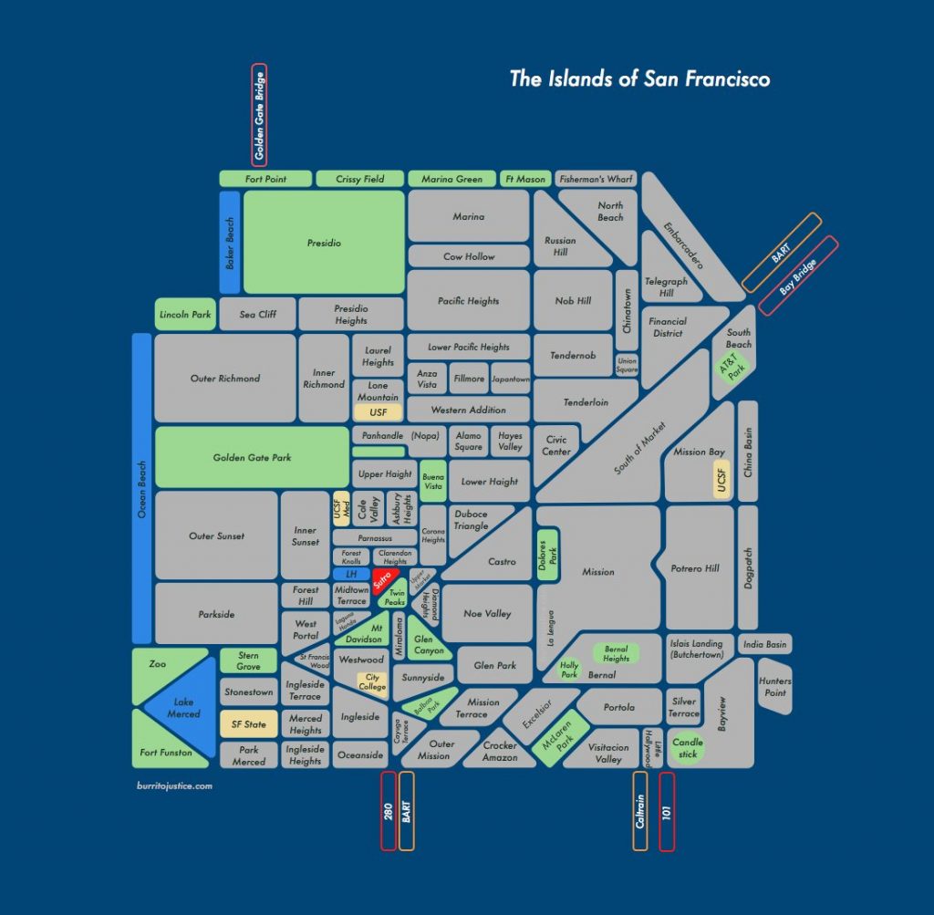 Mapa - čtvrtě San Francisca